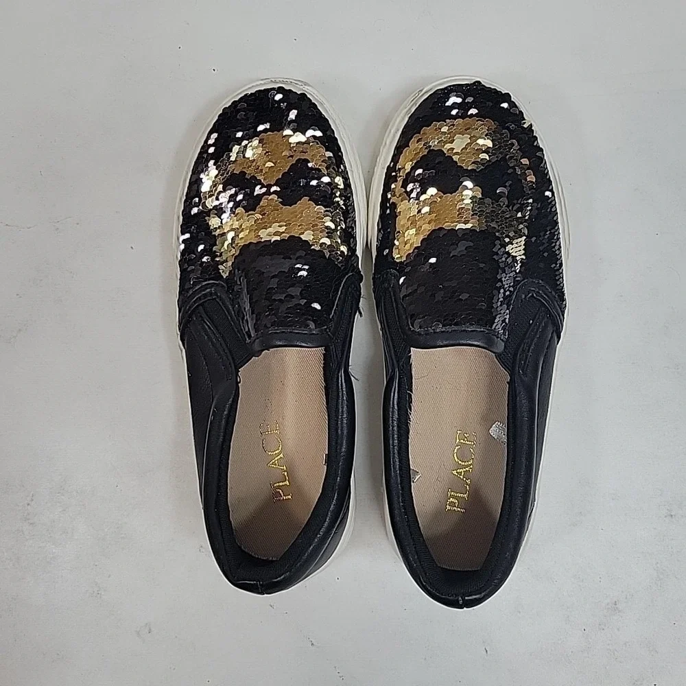 Children's Place Girls Sz 12 Slip-On Sequin Preppy‎ Trendy Casual Comfy Non-Slip